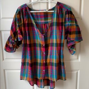 Plaid Anthropologie blouse